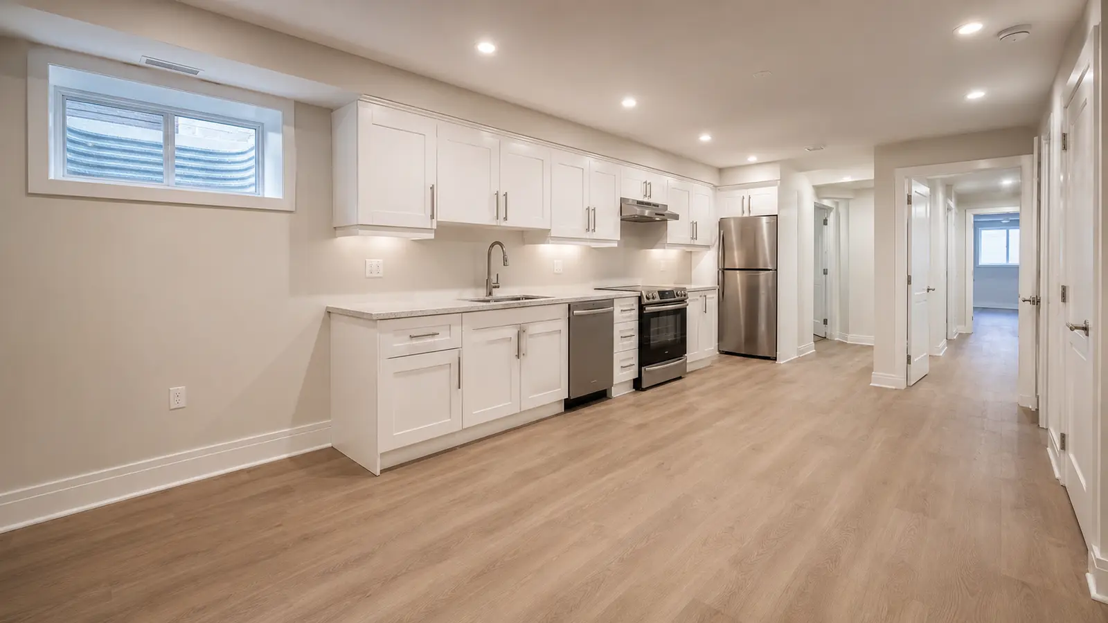 Finished basement: Bright White Kitchen
