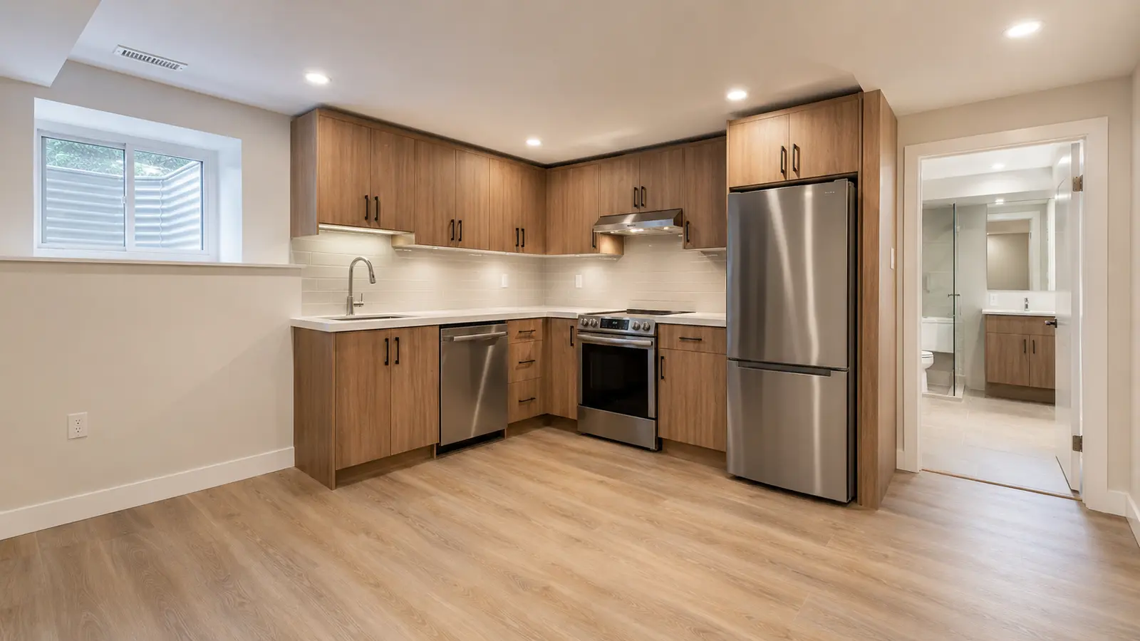 Finished basement: Warm Wood Kitchen
